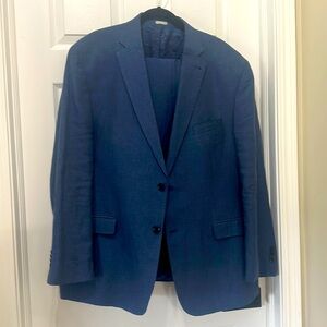 Men’s K&G Indigo blue Linen 2 piece suit worn once